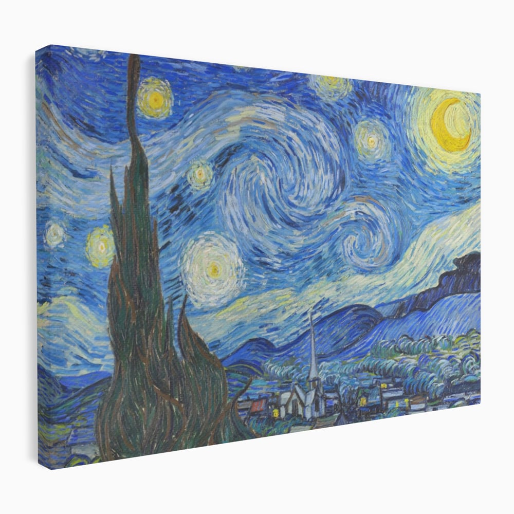 Tablou canvas cu reproducere pictura noapte instelata van gogh, fara rama, pe sasiu de lemn
